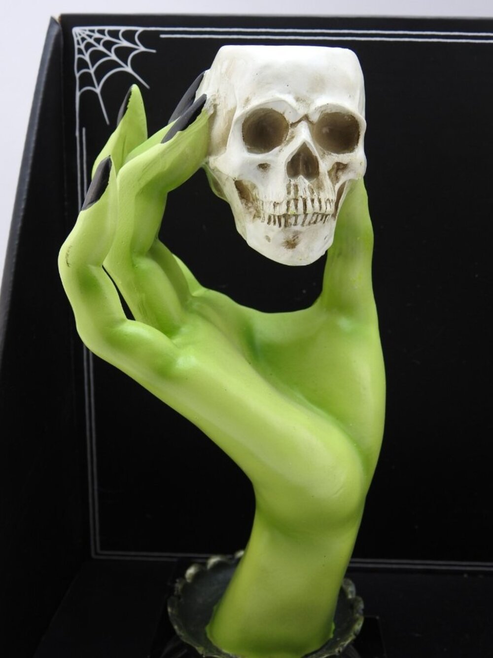 Martha Stewart Halloween Witch Hands Skulls Taper Candle Sticks Pair Holder NIB - Picture 3 of 11